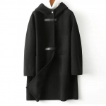 Moteri&scaron;kas eleganti&scaron;kas vilnonis paltas su didelėmis ki&scaron;enėmis, laisvo kirpimo, madingas, su gobtuvu, dvipusis &scaron;varkas, madingas visais sezonais XXXXL juoda