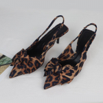 Madingos Vasarinės Seksualios Leopardų Ra&scaron;to Moteri&scaron;kos Auk&scaron;takulnės Basutės Prekės Ženklo Dizainerio Eleganti&scaron;kos Kaspinė Smailus Pir&scaron;tas Suknelės &Scaron;ventės Stiletai Moteri&scaron;ki Batai 36 ruda