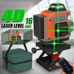 4800mAh IP54 16 linijų lazerinis nivelyras 4D savaime i&scaron;siniveliavimo 360 horizontalus ir vertikalus kryžminis itin galingas žalias lazerinis nivelyras valdymas programėle 8 Lines oranžinė