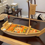 Wooden Sushi Boat Plate Multipurpose Simple to Clean Serving Board for Birthday Parties Home 60x21cm