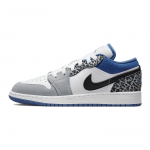 Air Jordan 1 Low SE GS True Blue Vaikams Sportbačiai Balti Juodi Cementiniai Pilki DQ2514-140 36