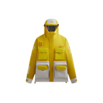 Kith X Columbia Bendradarbiavimas SS24 Spalvų Blokų Lauko Striukė Su Gobtuvu Ilgomis Rankovėmis Darbinė Striukė Su Daugybe Ki&scaron;enių Unisex Striukė Balta Geltona 2103971-704 S
