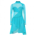 Mergaičių dailiojo čiuožimo &scaron;okių suknelė ilgomis rankovėmis, auk&scaron;tu kaklu, su rakto skylutės nugara, blizgančiais cirkoniais, su įsiūtais triusikais 7-8 Years turkis