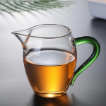 350ml Auk&scaron;to borosilikatinio stiklo smailus arbatos puodelis, arbatos dozatorius, kar&scaron;čiui atsparus stiklinis arbatinukas, Kung Fu arbatos rinkinys su spalvota rankena žalia