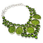 Moldavitas, Peridoto Brangakmenis 925 Sterlinginio Sidabro Papuo&scaron;alas Karoliai 18