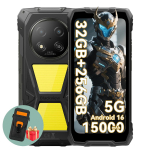 Blackview ROCK 2 Pro tvirtas mobilusis telefonas, 8 GB RAM, 256 GB ROM, 5G, Android 16, 15000 mAh i&scaron;manusis telefonas with a phone case juoda