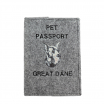 Great Dane I - Dog passport case, document case, gift for the traveller from the Art-Dog brand pilka spalva