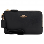 Coach Kampinis Užtrauktukas Logotipo Spaudinys Madingas Universalus Dvigubo Sluoksnio Odinis Delninukas Moteri&scaron;kas delninukas Juodas 6649-IMBLK Basic Set (Bag+Dust Bag) black