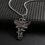 Helovino dovana Hip Hop Ins stiliaus titano plieno vėrinys Juodosios mambos gyvatės pakabukas 50CM(Necklace Size) sidabras