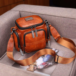 &bdquo;Johnature Fashion&ldquo; moteri&scaron;ki pečių krep&scaron;iai Daugiafunkcinis fotoaparato krep&scaron;ys, odinis, didelės talpos vientisos spalvos &bdquo;crossbody&ldquo; krep&scaron;iai ruda