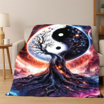Yin Yang simbolis Kinų Tai Chi Flanelinis pledas Mink&scaron;tas &scaron;iltas pledas miegamajam svetainei lovai kelionei stovyklavimui piknikui Dovana 150x200cm black