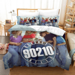 Beverli Hilsas 90210 Vintažinis 90-ųjų paauglių dramos Brendonas Brenda Kelis Grupės aktoriai Retro plakatas Patalynės komplektas Antklodės užvalkalas + 2 pagalvių užvalkalai 140cmx200cm