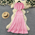 Hepburn stiliaus juoda seksuali viengubo atlapo apvalios apykaklės suknelė moteri&scaron;ka vasarinė languota megzta drapiruota eleganti&scaron;ka žuvies uodegos suknelė One size fits all rožinė