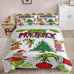Animacinis Kalėdinis Žaliaplaukis Monstras Antklodės Užvalkalų Rinkinys Mink&scaron;tas Skalbiamas Lovos Patogus Studentų Bendrabutis Namai Kūdikio Patalynė Geriausiai Pardodamas EU Single 135*200cm/53x79in 3pcs black