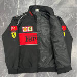 Vintažinis F1 lenktynių siuvinėtas &scaron;varkas medvilnės pa&scaron;iltintas motociklininko beisbolo paltai unisex M gray