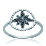 Bague Argent 'Scarlett' noir argent&eacute; (rhodi&eacute;) - 12 mm (rose des sables)