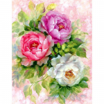 Visi&scaron;kais deimantais siuvinėjimas Bijūnų gėlės apvalios deimantinės tapybos kryželiu Siuvinėjimo rinkiniai Deimantų dekoravimas 20X30CM