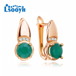 LSOOYH Clip Auskarai Rožinio aukso spalvos Madingi auskarai moterims Kvadratiniai kubiniai cirkonio auskarai, papuo&scaron;alai A