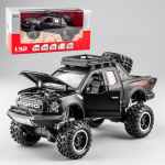 1/32 mastelio &bdquo;Ford Raptor F150 Diecast&ldquo; automobilio modelio žaislas, i&scaron;traukiama žaislinė transporto priemonė su garsu ir &scaron;viesa vaikams, mažiems berniukams, mergaitėms, dovanų kolekcija 1/32-18.6x9.5x8.5cm matinė juoda spalva