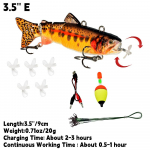 Elektriniai žūklės masalai 3,5 USB įkraunamas LED &scaron;viesos masalas Swimbaits Robotiniai masalai Crankbait žvejybos reikmenys, gyvos žuvys 3.5'' E