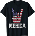 Merica Rokas Ženklas Liepos 4-oji Vintažinė Amerikos Vėliava Retro JAV Unisex Mar&scaron;kinėliai S