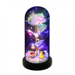 Rožių gėlių dovanos moterims Nu&scaron;vieskite rožę i&scaron; akrilo kupolo Dovanos mamai Spalvinga amžina gėlė balta