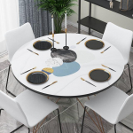 &Scaron;iaurės stiliaus PVC staltiesė, atspari vandeniui ir alyvai atspari odinė staltiesė, plastikinė apvali paprasta vie&scaron;bučio odinė stalo kilimėlis 80cm in diameter