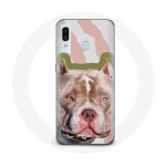 Coque pour samsung galaxy A40 Chien de Pitbull marron