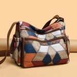 Yogodlns Women Messenger Krep&scaron;iai Nauja PU odinė rankinė Pakreiptas pečių krep&scaron;ys Moteri&scaron;kas Crossbody Bag Vintage languoto ra&scaron;to krep&scaron;ys 26x10x20cm mėlyna/ruda