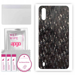 apgo Protective Skin Sticker for the back compatible with Samsung Galaxy M01, Wrap Film, Foil, Vinyl - Pattern Carbon Black Pixel