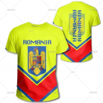 Rumunijos nacionalinė vėliava 3d spausdinti mar&scaron;kinėliai vyrams Naujos mados rumuni&scaron;ko ra&scaron;to mar&scaron;kinėliai trumpomis rankovėmis Streetwear Unisex Tops Camisetas M