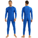 Vyri&scaron;kas kaklo kostiumas Unitard Spandex ilgomis rankovėmis Bodysuit Zentai Kostiumas 2XL mėlyna