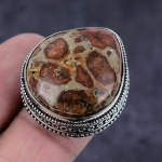 Leopard Skin Jasper Gemstone Handmade 925 Sterling Silver Gift Ring Size 8 r5c99