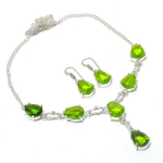 Natural Peridot Gemstone Handmade 925 Sterling Silver Jewelry Set h7l35