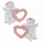 Valentino dienos angelo meilės rožės ornamento statula dervos amatai darbastalio &scaron;ventiniai papuo&scaron;alai dekoracija 2pcs balta