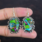 Fiesta Kingman Turquoise Auskaras Daugiaspalviai Vario Turkio Auskarai Tikri Brangakmeniai Rankų Darbo Papuo&scaron;alai 925 Sterlingo Sidabro Auskaras Dovana Motinai