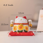 Keramikinė saulėgrąža Maneki Neko Ornamentas Porcelianas Lucky Fortune Cat Pinigų dėžutė Figūrėlės puo&scaron;mena Talismanas centrinis elementas