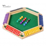 &bdquo;Shut The Box&ldquo; stalo žaidimas, 6 krypčių, edukacinis matematikos skaičių kauliukų strategijos žaidimas, 6 žaidėjai, vaikai, suaugusieji, &scaron;eimos vakarėlis, interaktyvus, medinis, uždaroma dėžutė įvairiaspalvis