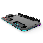 RGB ap&scaron;vietimas ir 3 lygių turbo au&scaron;inimo stotelė su valdiklių įkrovimo stotele, skirta PS5/SLIM Digital/Disc, su ausinių laikikliu juoda