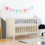 Lit &eacute;volutif b&eacute;b&eacute; - sleepy - gris + barreaux couleur naturel vernis - 60 x 120 cm