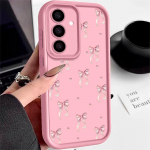Madingas kaspinėlio ra&scaron;to mink&scaron;tas matinis dėklas Samsung S25 Ultra S24 FE S23 Plus A16 A56 A36 A55 A26 A06 A15 A35 atsparus smūgiams TPU objektyvo apsaugos telefono dėklas Samsung A55 5G rožinė