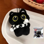 Mielos juodos katės, girgždančios pliu&scaron;inės lėlės raktų pakabukas, mink&scaron;tas prikim&scaron;tas kačiuko lėlės raktų pakabukas Puikus mokyklinio krep&scaron;io pakabukas, papuo&scaron;imas porai juoda