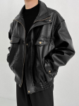 Unisex Amerikieti&scaron;ko retro gatvės motociklinė odinė striukė: &Scaron;aunus, laisvas, madingas, universalus dizainas. XXXL