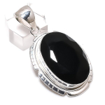 Black Spinel Gemstone Handmade 925 Sterling Silver Jewelry Pendant 2.05 m5e09