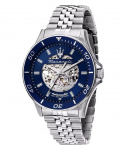 Maserati Sfida Nerūdijančio plieno skeletas Mėlynas saulės spindulių ciferblatas Automatinis R8823140011 100M Vyri&scaron;kas laikrodis saulės spindulys/mėlyna
