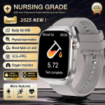 2025 Naujas Kraujo Lipidų &Scaron;lapimo Rūg&scaron;ties Gydymo I&scaron;manusis Laikrodis Vyrams EKG+PPG &Scaron;irdies Ritmas Sportas HD Skambutis Sveikatos Stebėjimas Samsung I&scaron;maniajam Laikrodžiui Silver
