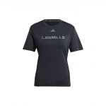 Adidas Les Mills raidžių spaudos sportiniai fitneso trumparankoviai mar&scaron;kinėliai moterims Juodi IX7983 S