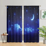 2 vnt., Galaxy Moon Star užuolaidos - Tunelinės juostos pusiau permatomos užuolaidos - Svetainė, miegamasis, virtuvė, namų dekoravimas W150CM H166CM&Rod pocket