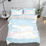 Cinnamoroll MINISO Sanrio Miegamojo Vaikų Patalynės Komplektas Antklodės Užvalkalas Comforte Karalienė Su Pagalvės Užvalkalu Kalėdinės Dovanos Namams EU Single(135*200cm)3pcs white