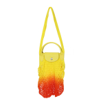 Longchamp Le Pliage Filet 38 Trumpa rankena Austa medvilnė su odos apdaila Pirkinių krep&scaron;ys Moteri&scaron;ki pirkinių krep&scaron;iai Geltonas Citrinos geltonumo 10121HCBH85 Yellow & Lemon Yellow